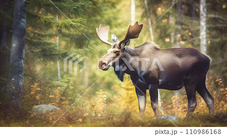 野生のヘラジカ 110986168