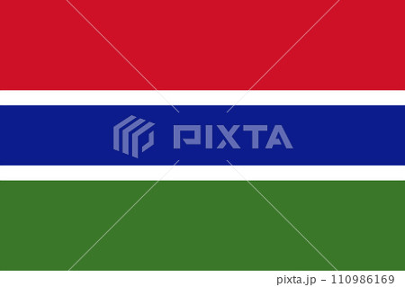 The official current flag of Republic of Gambia. State flag of Gambia. Illustration. 110986169