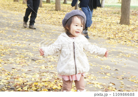 落ち葉拾い 110986688