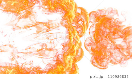 3d illustration. Tongues of flame collide from opposite sides on a white background. 3d illustration. Tongues of flame collide from opposite sides on a white background. 110986835