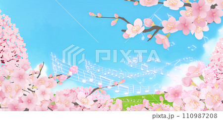 シンプルな満開の桜のイラスト 110987208