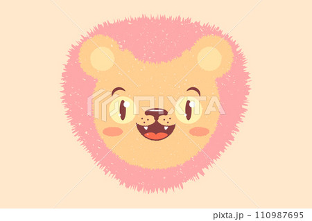 Vector illustration of head of a lion for children. Vector icon of kawaii lion for kids party. Baby lion emoji in retro style. Vector illustration of head of a lion for children. Vector icon of kawaii lion for kids party. Baby lion emoji in retro style. 110987695