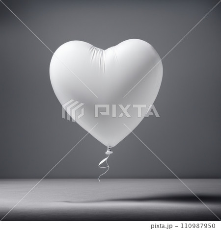 White color Heart shaped balloon isolated on Gray background 110987950