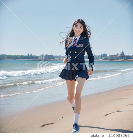 海辺を走る制服姿の女子高生 AIグラビア AI写真 AI画像 海辺を走る制服姿の女子高生 AIグラビア AI写真 AI画像 110988365