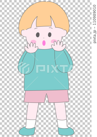 一個短頭男孩的全身插圖 一個短頭男孩的全身插圖 110989010