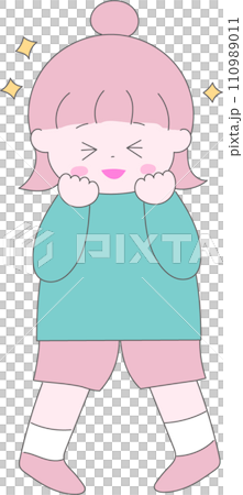 一個快樂的髮髻女孩的插圖 110989011