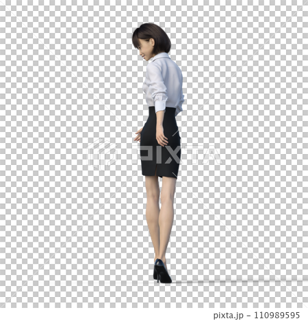 ポーズするビジネスウーマン　ユニフォーム perming3DCGイラスト素材 110989595