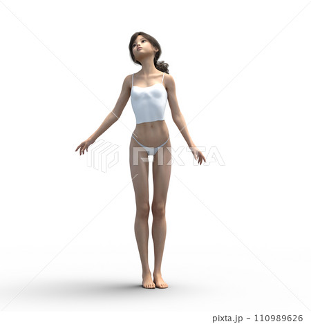 下着の女性　perming 3D CG　イラスト素材 110989626