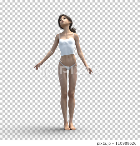 下着の女性　perming 3D CG　イラスト素材 110989626