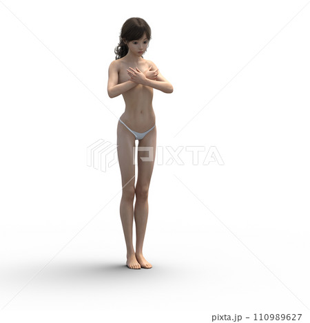 下着の女性　perming 3D CG　イラスト素材 110989627