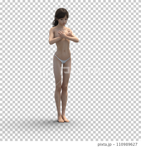 下着の女性　perming 3D CG　イラスト素材 110989627