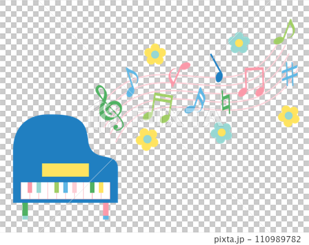 色彩繽紛的鋼琴和音符 110989782