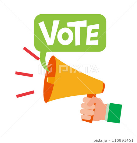 投票の呼びかけと拡声器 投票の呼びかけと拡声器 110991451