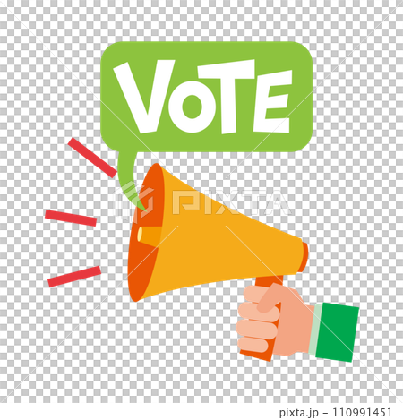 投票の呼びかけと拡声器 投票の呼びかけと拡声器 110991451