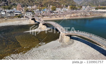 山口県岩国市、名勝【錦帯橋】ドローン空撮_No36 山口県岩国市、名勝【錦帯橋】ドローン空撮_No36 110991757