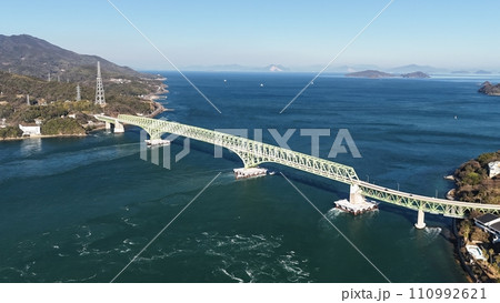 大畠瀬戸【周防大島大橋】ドローン空撮_No20 大畠瀬戸【周防大島大橋】ドローン空撮_No20 110992621