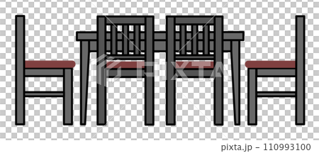 Furniture illustration of tables and chairs used in dining tables and restaurants Furniture illustration of tables and chairs used in dining tables and restaurants 110993100