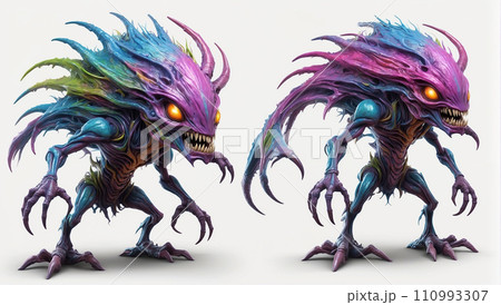 青い龍の顔エイリアン(Created with AI & Photoshop) 110993307