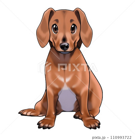 お座りをするダックスフンドのイラスト 110993722