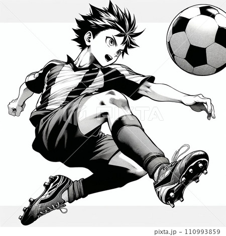 サッカーボールを追いかける少年 110993859
