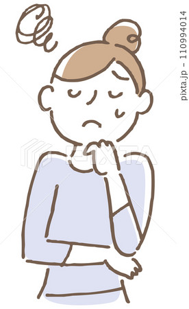 悩む　女性　イラスト 110994014