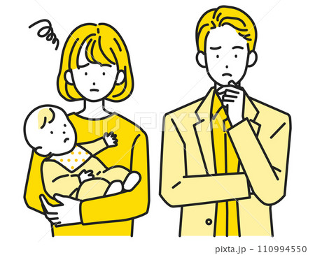 悩みを抱えてもやもやする家族・夫婦と子供 悩みを抱えてもやもやする家族・夫婦と子供 110994550