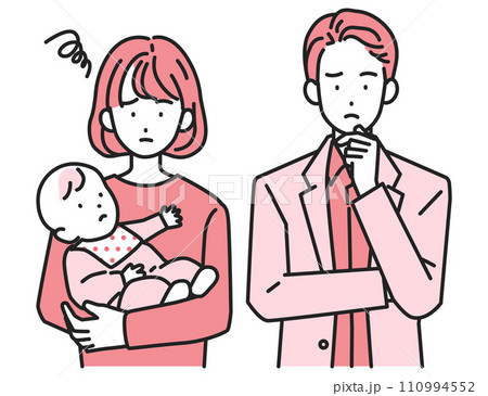 悩みを抱えてもやもやする家族・夫婦と子供 悩みを抱えてもやもやする家族・夫婦と子供 110994552
