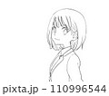 振り向く女性（線画） 110996544