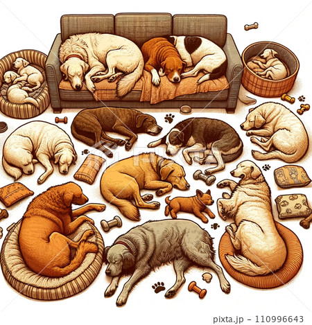 寝てる犬 110996643