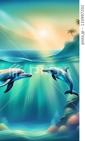 Dolphin swimming in the sea wallpapers for I pad, Notebook cover, I phone, tab mobile high quality images 110997202