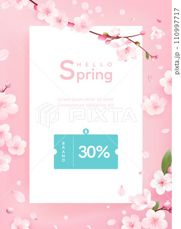 Hello spring vector background with flowers 110997717