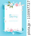 Hello spring vector background with flowers 110997727