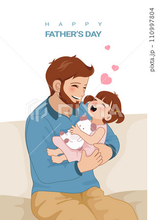 Happy fathers day dad with his daughter 110997804