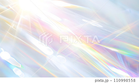 虹色に輝く光のレンズフレアアート背景 110998558