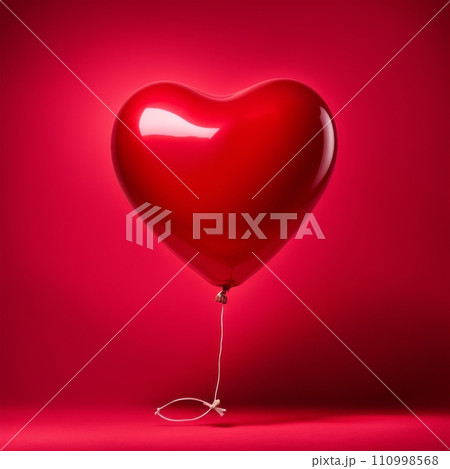 Red color Heart shaped balloon isolated on red background Red color Heart shaped balloon isolated on red background 110998568