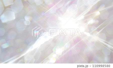 虹色に輝く光のレンズフレアアート背景 110998580