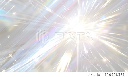 虹色に輝く光のレンズフレアアート背景 110998581