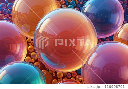 Vibrant Spheres A Dance of Color and Light  110998701