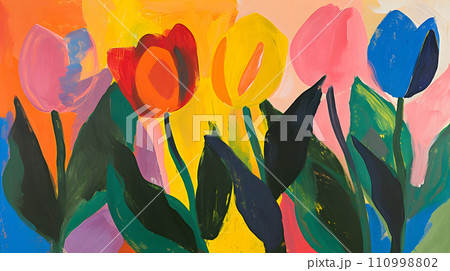 春を告げるチューリップの抽象画 春を告げるチューリップの抽象画 110998802