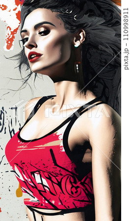 Young woman graffiti wallpapers for I pad, Notebook cover, I phone, tab mobile high quality images 110998911