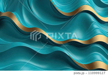 Cyan and Gold wave texture  110999127
