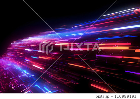 ネオンカラーの光が織りなすデジタルスピードアート背景 110999193