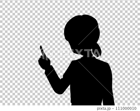一個女人用手指指著的剪影 一個女人用手指指著的剪影 111000010