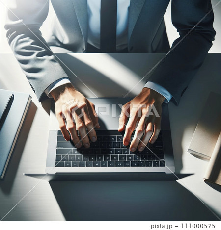ノートパソコンを使うビジネスマン SNS コメント 111000575