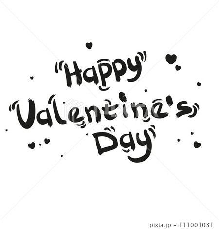 Vector handwriting lettering by Happy Valentine day. Background with love typography. Text for card 111001031