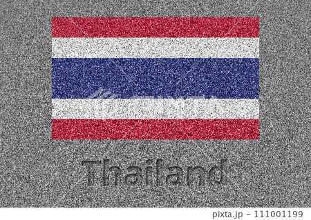 石板の上に描かれたタイの国旗と、掘ったような「Thailand」の文字 111001199