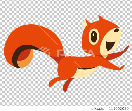Hand-drawn cute squirrel character 21 (jump pose) Hand-drawn cute squirrel character 21 (jump pose) 111002029