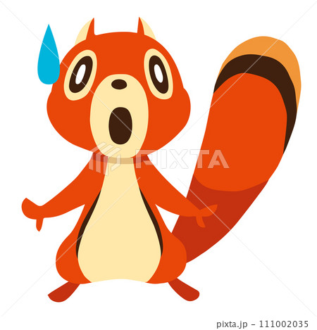 手描きのかわいいリスキャラクター27　(あせる、唖然ポーズ) 111002035