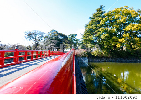 小田原城二の丸東堀に架かる学橋(神奈川県小田原市) 小田原城二の丸東堀に架かる学橋(神奈川県小田原市) 111002093