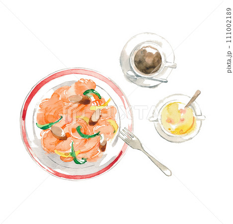 パスタ、スープとコーヒーのセット パスタ、スープとコーヒーのセット 111002189